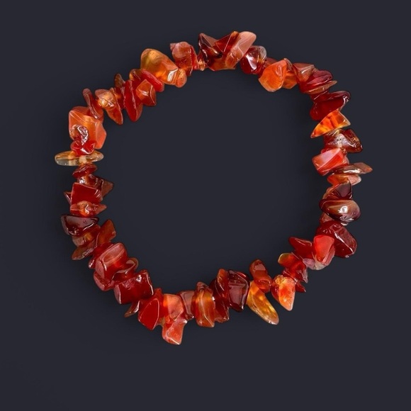 Carnelian Agate Crystal Bead Bracelet - Picture 1 of 6